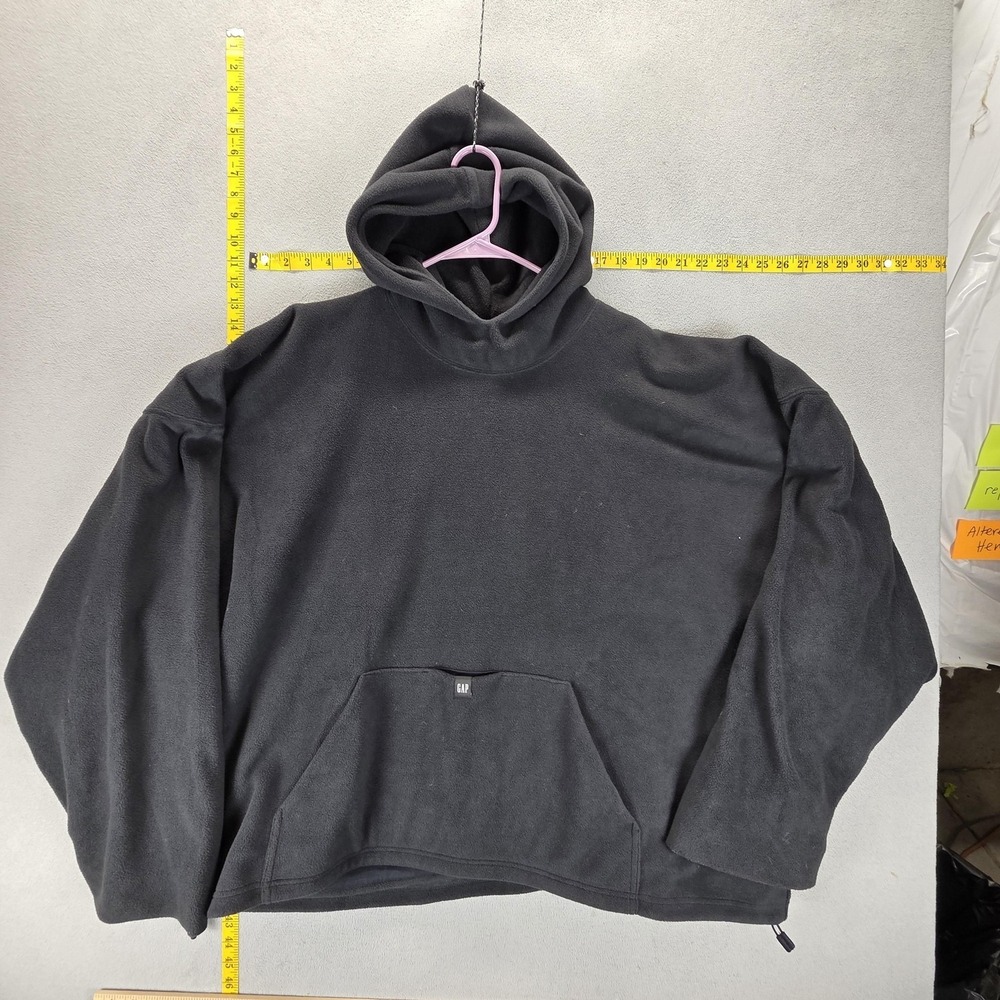Yeezy Gap‎ YZY Hoodie Mens Large Black Heavy Fleece Pullover Kangaroo Pocket